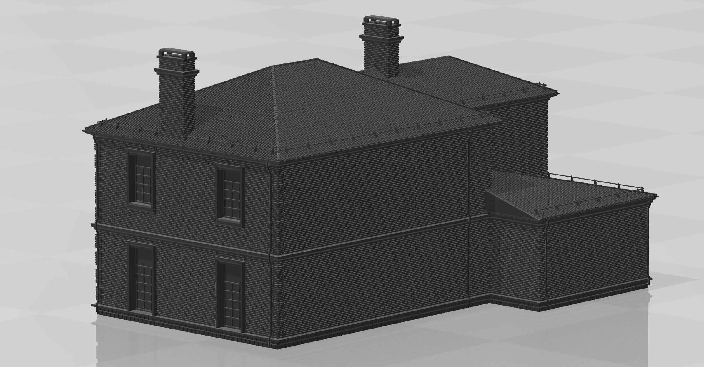 Brick cottage in english style 3D print model_4