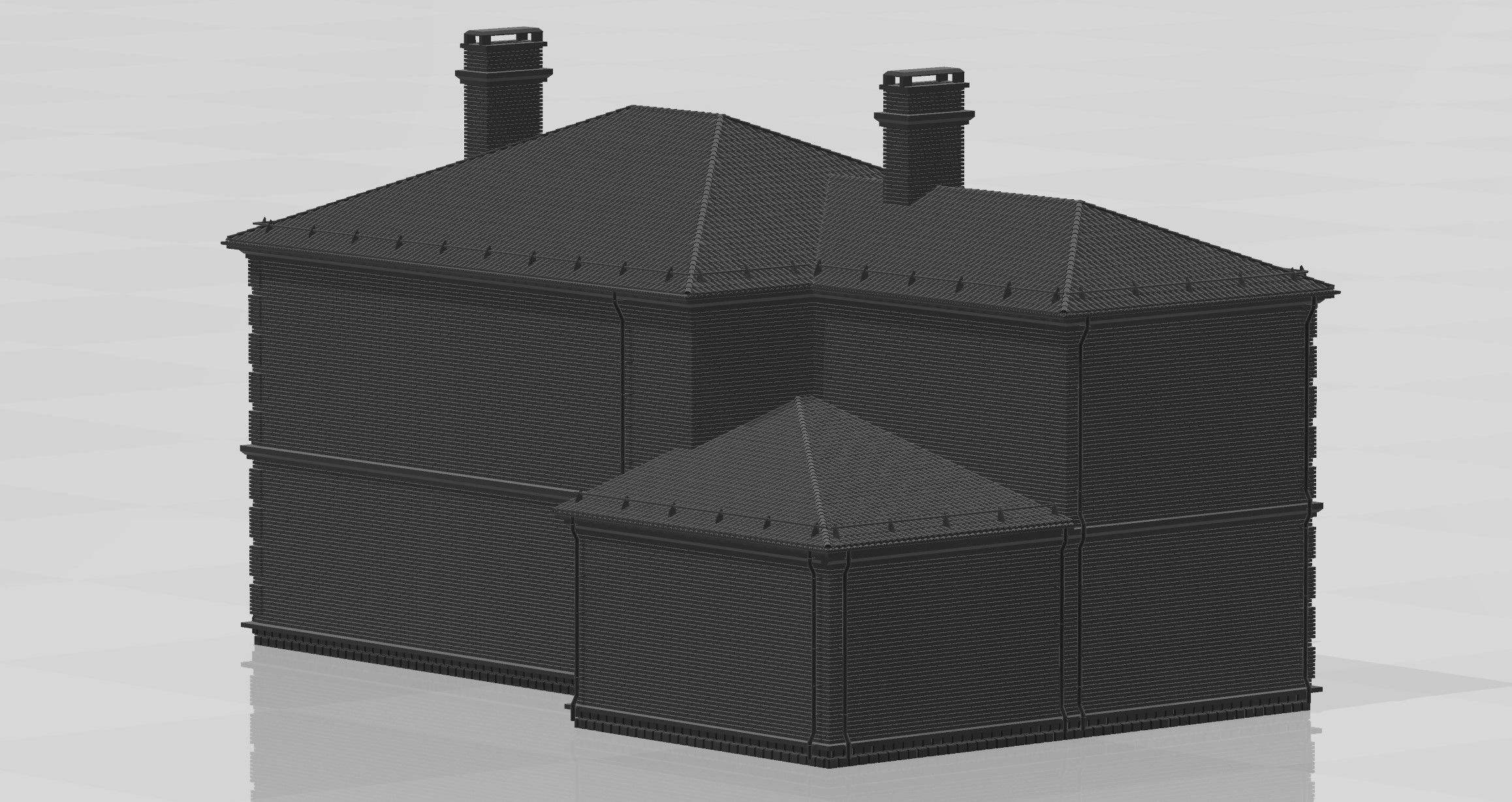 Brick cottage in english style 3D print model_5