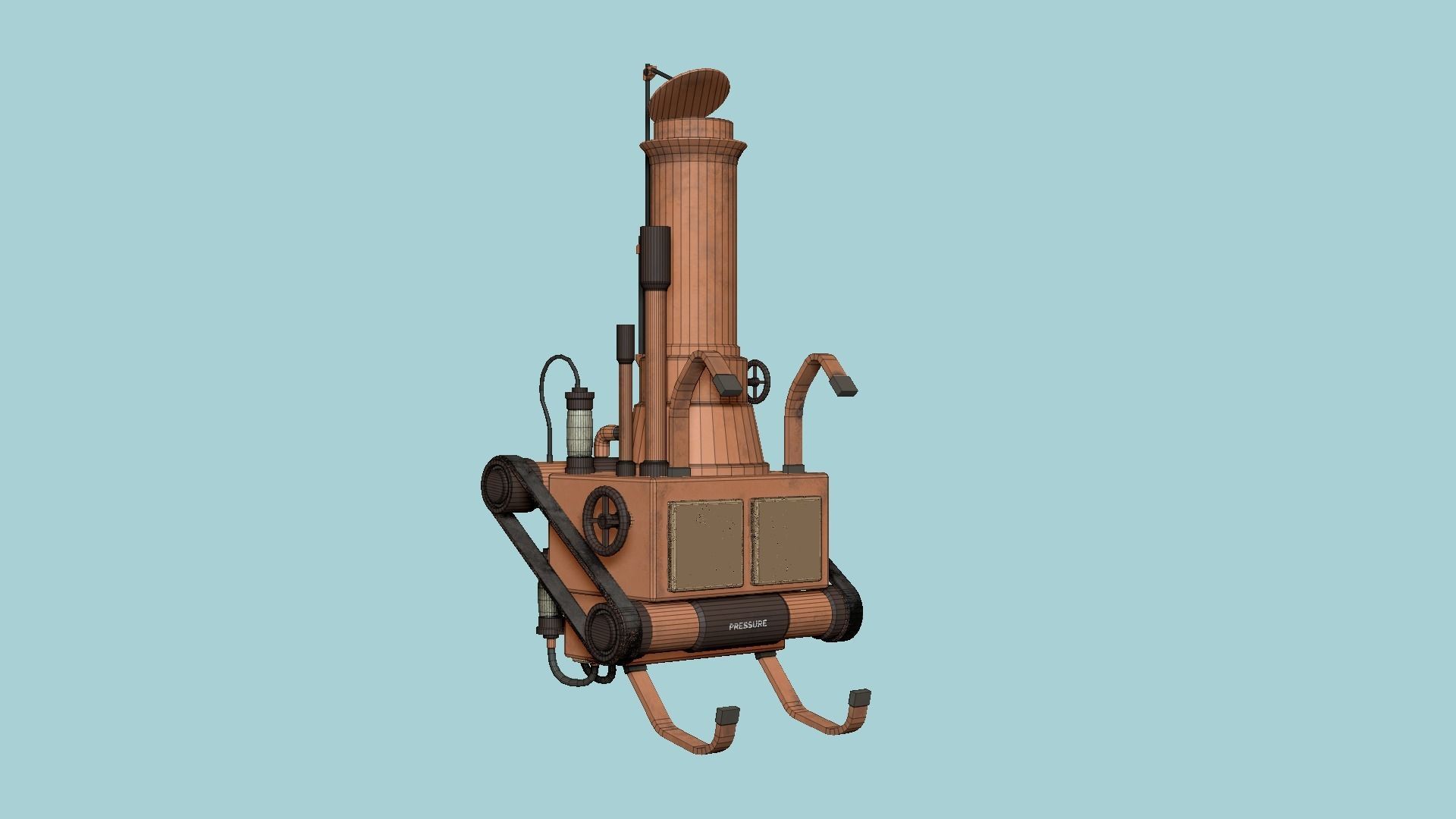 Steampunk Backpack 02 Cooper - Character Design Fashion Low-poly 3D model_7