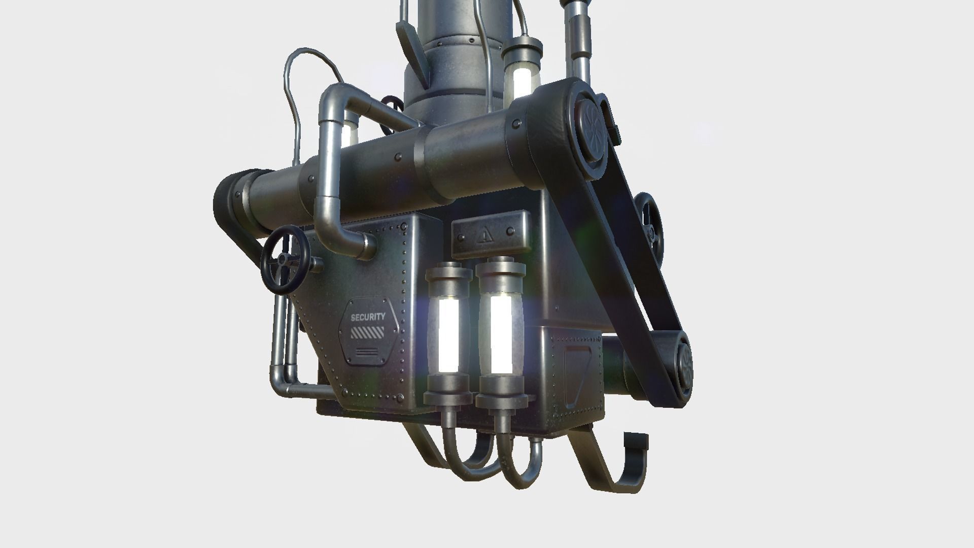 Steampunk Backpack 03 Dark Steel - Character Design Fashion Low-poly 3D model_5