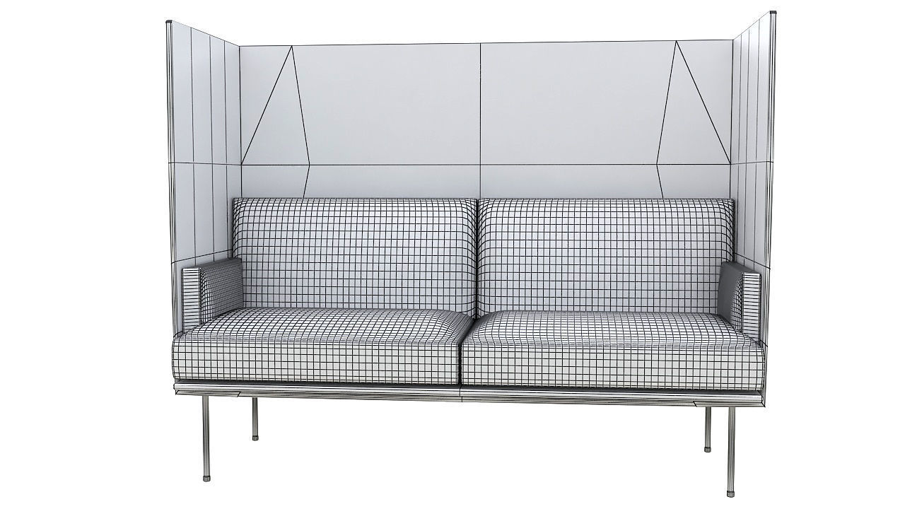 High back office sofa 3D model_7