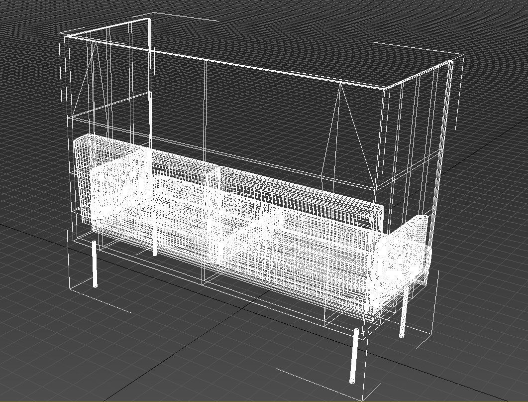 High back office sofa 3D model_9