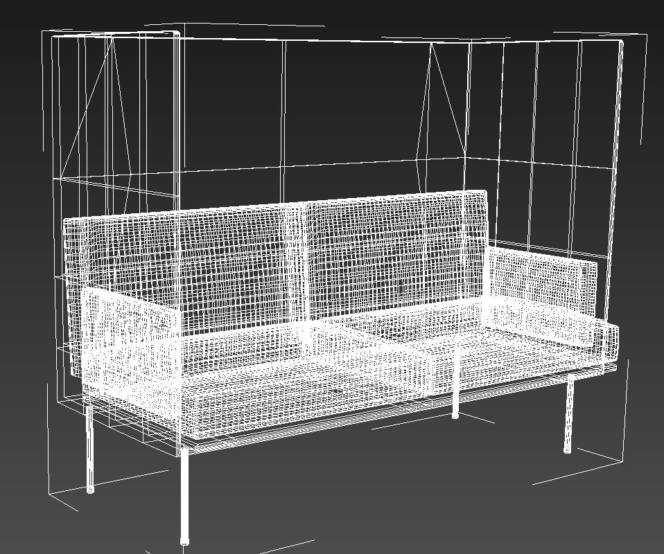 High back office sofa 3D model_11