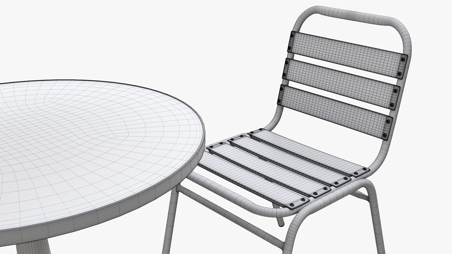 Dark Outdoor Round Dining Table with Chairs 3D model_6
