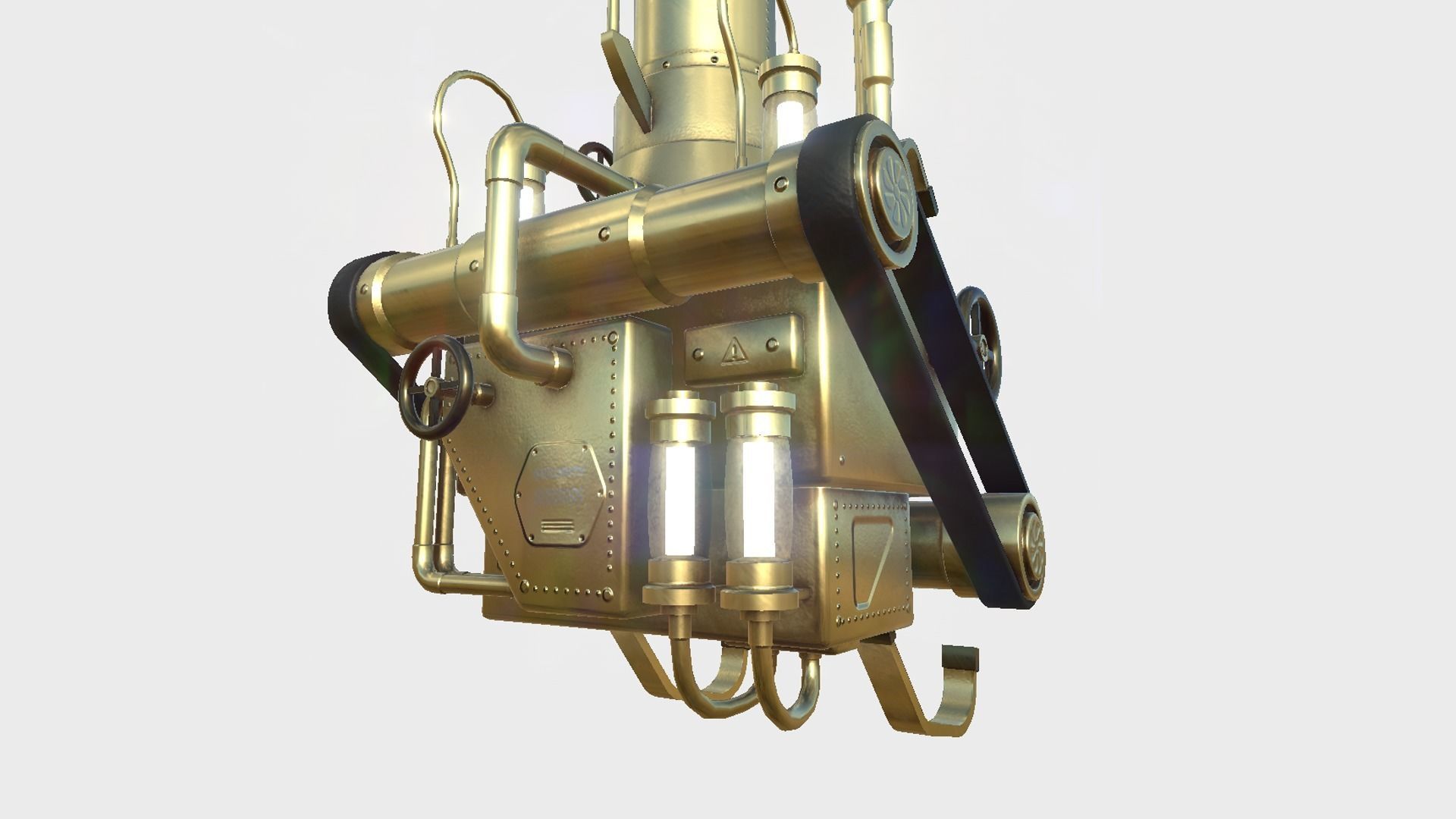 Steampunk Backpack 04 Golden - Character Design Fashion Low-poly 3D model_5