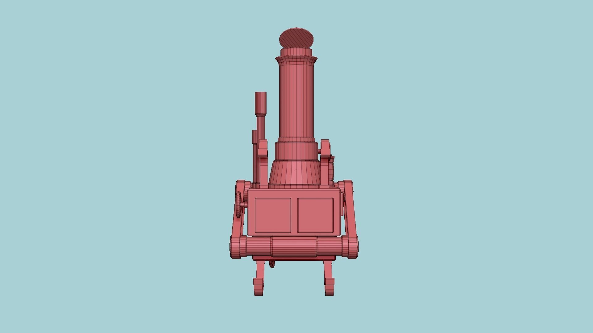 Steampunk Backpack 04 Golden - Character Design Fashion Low-poly 3D model_15