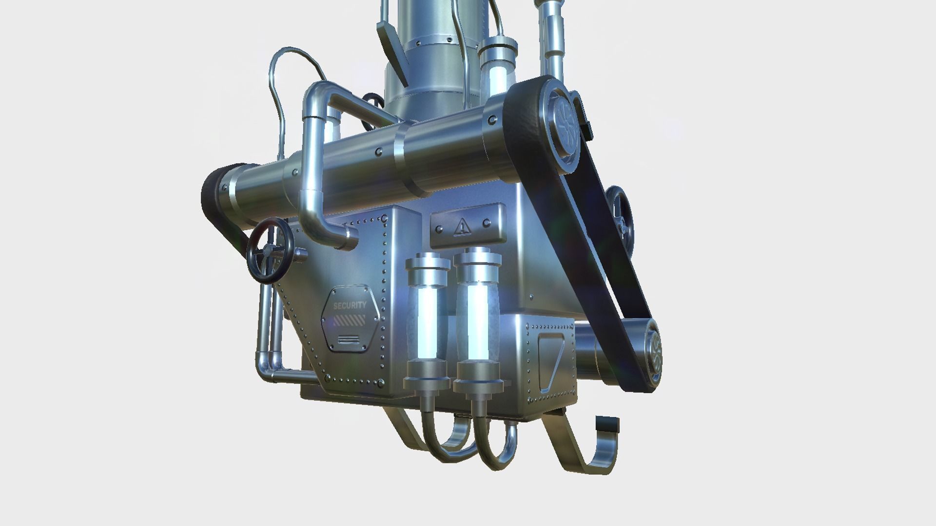 Steampunk Backpack 05 Chrome - Character Design Fashion Low-poly 3D model_5