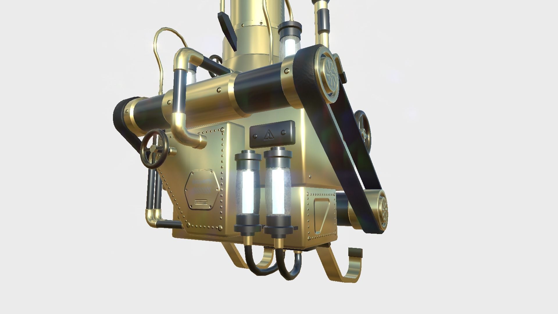 Steampunk Backpack 06 Gold Clean - Character Design Fashion Low-poly 3D model_5