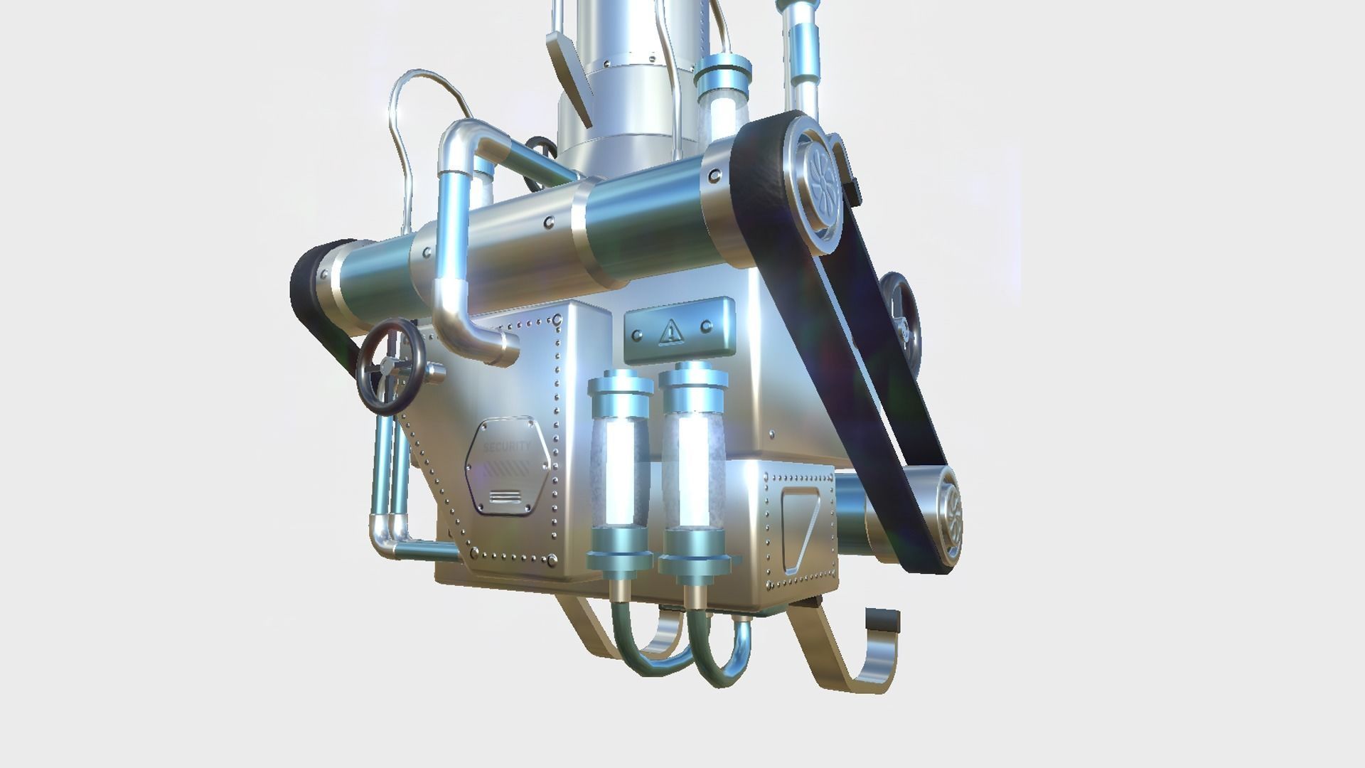 Steampunk Backpack 07 Silver - Character Design Fashion Low-poly 3D model_5