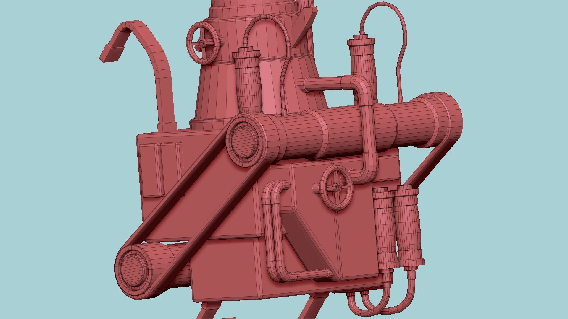 Steampunk Backpack 07 Silver - Character Design Fashion Low-poly 3D model_20