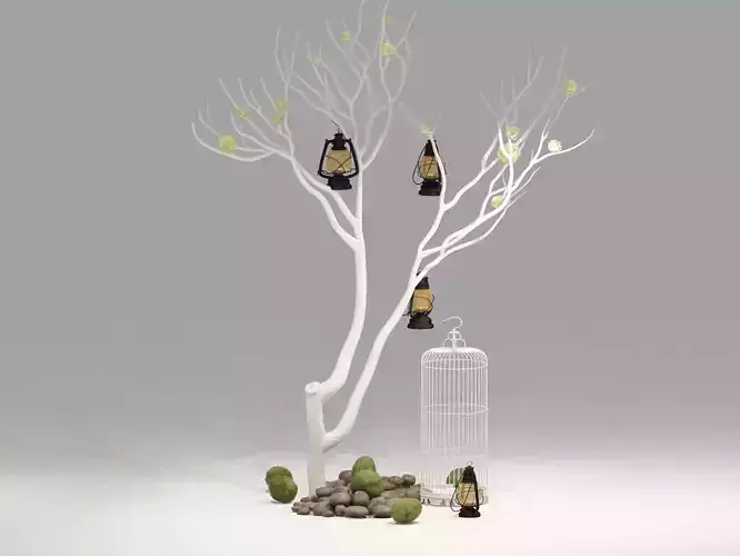 white tree trunk ornament