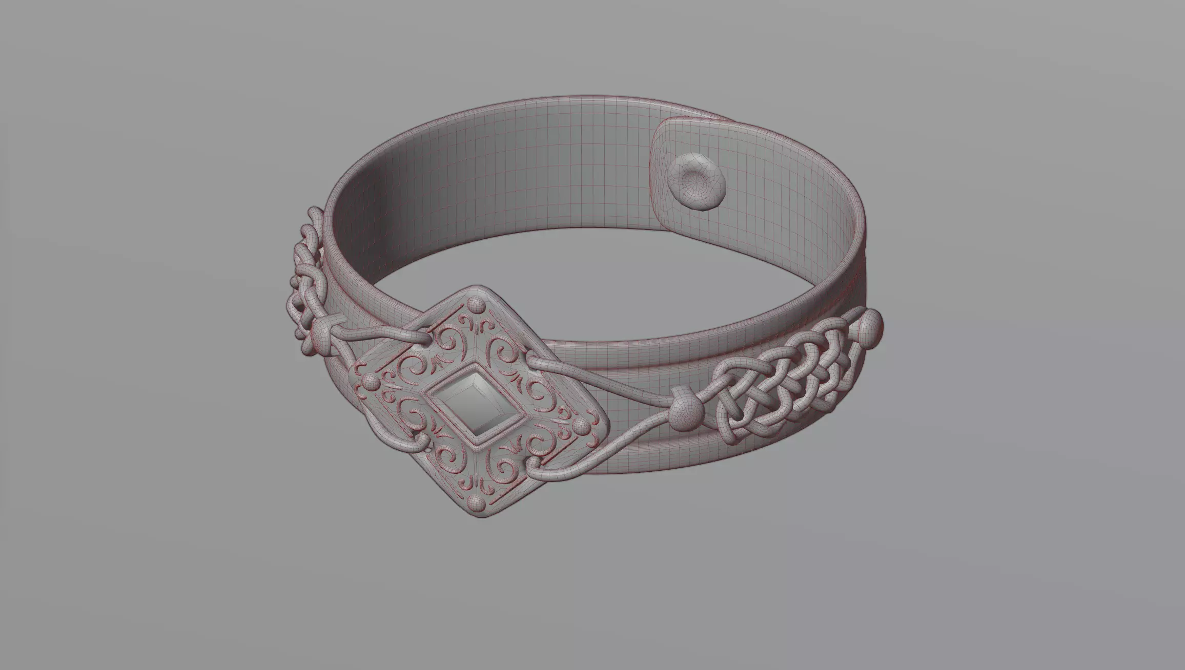 Bracelet 5 celtic ring 3D model_0