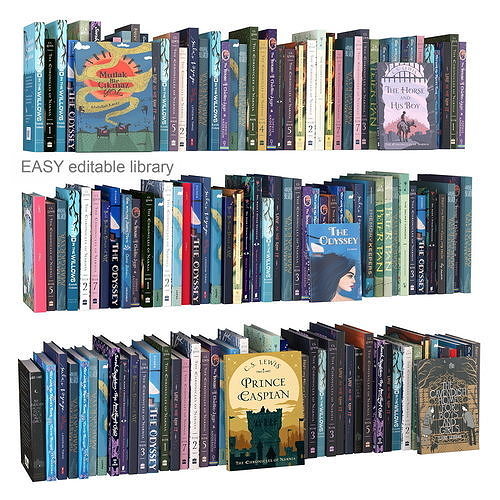 Editable random books children 3D model
