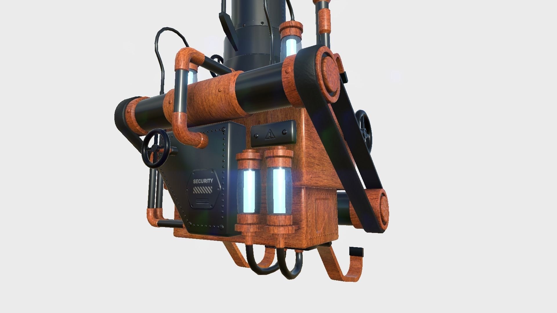 Steampunk Backpack 09 Wood Black - Character Design Fashion Low-poly 3D model_5