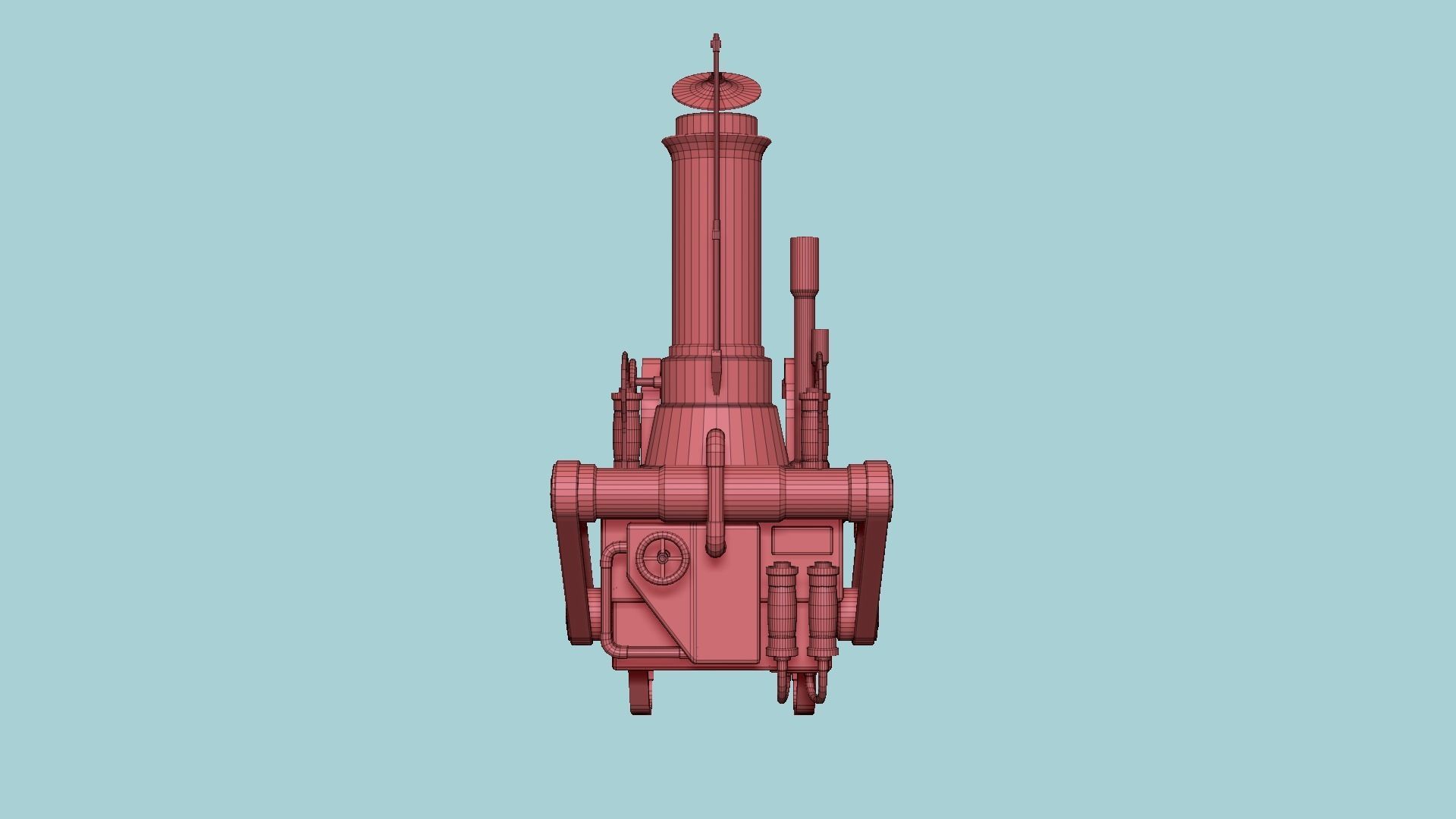 Steampunk Backpack 10 Red - Character Design Fashion Low-poly 3D model_17