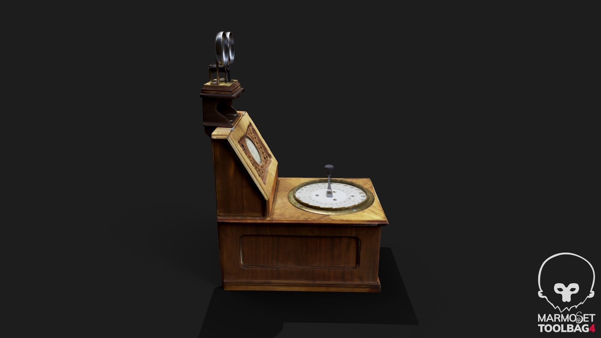 Telegraph switch apparatus magneto-induction type Low-poly 3D model_6