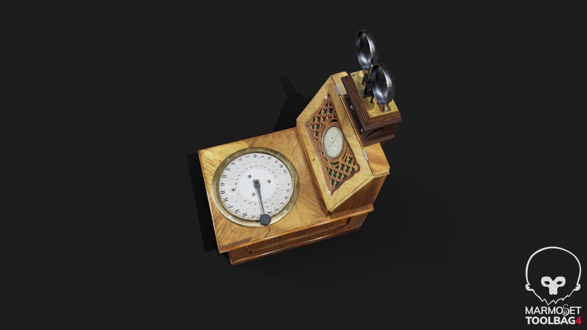 Telegraph switch apparatus magneto-induction type Low-poly 3D model_15