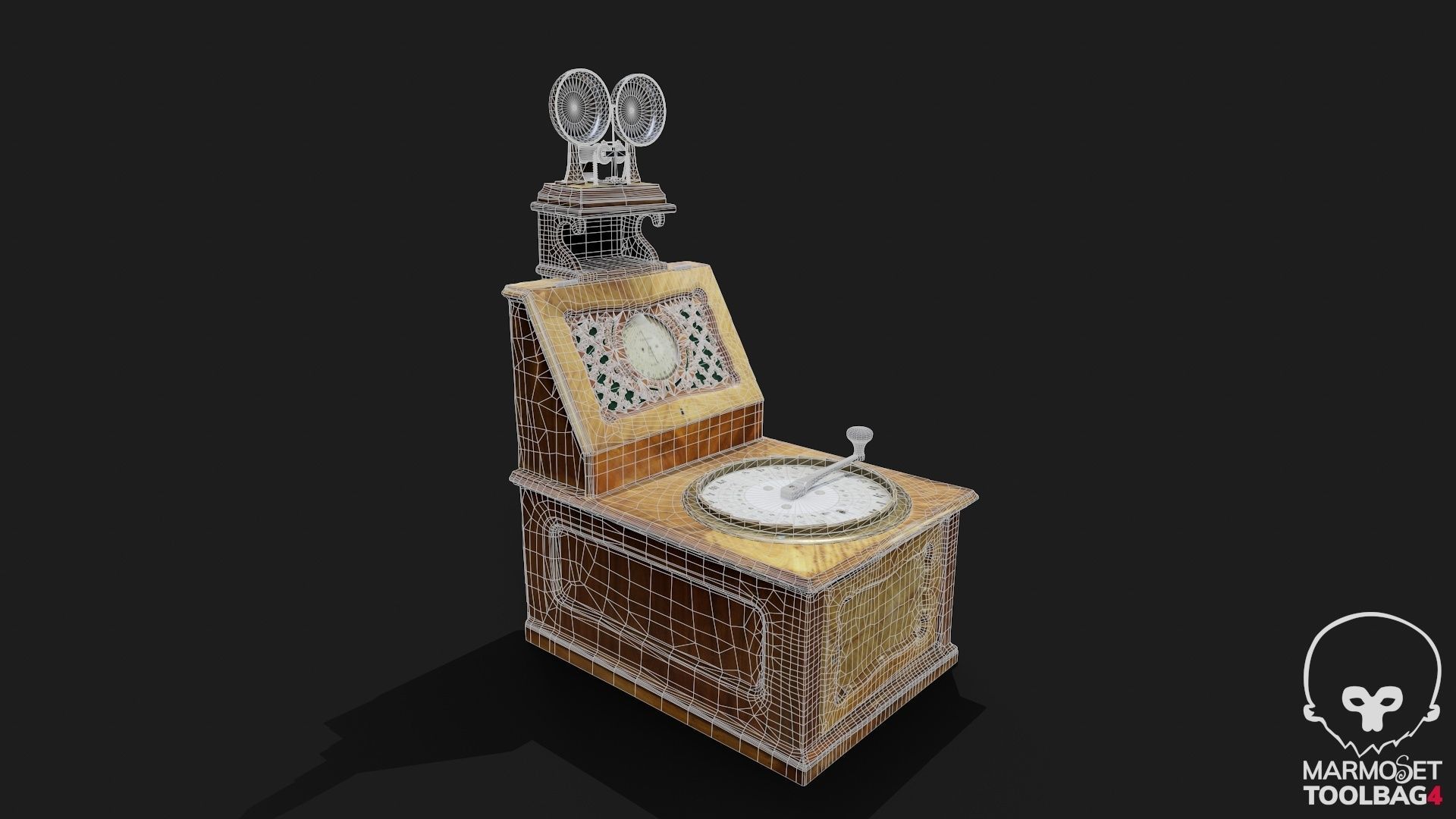 Telegraph switch apparatus magneto-induction type Low-poly 3D model_17