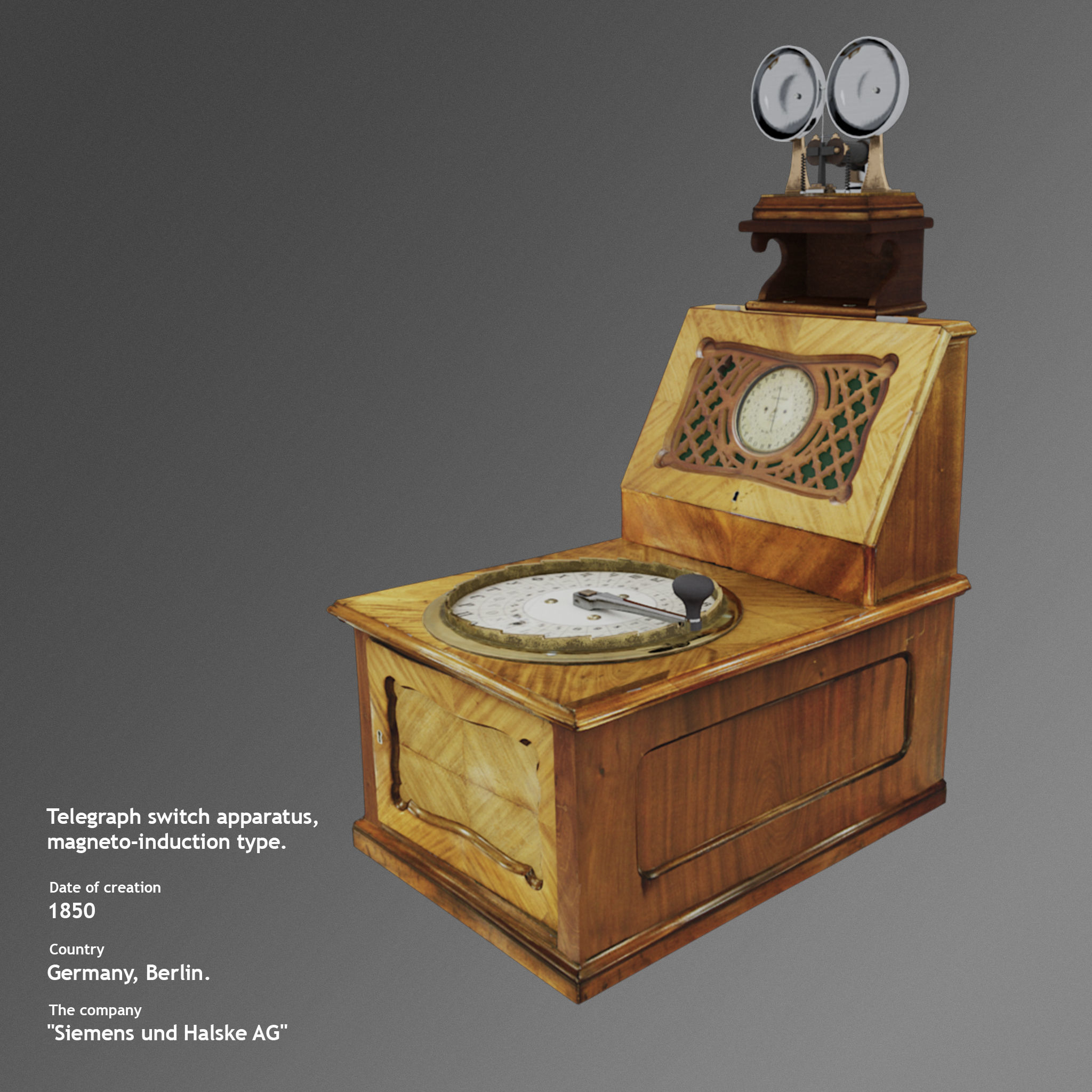 Telegraph switch apparatus magneto-induction type Low-poly 3D model_1