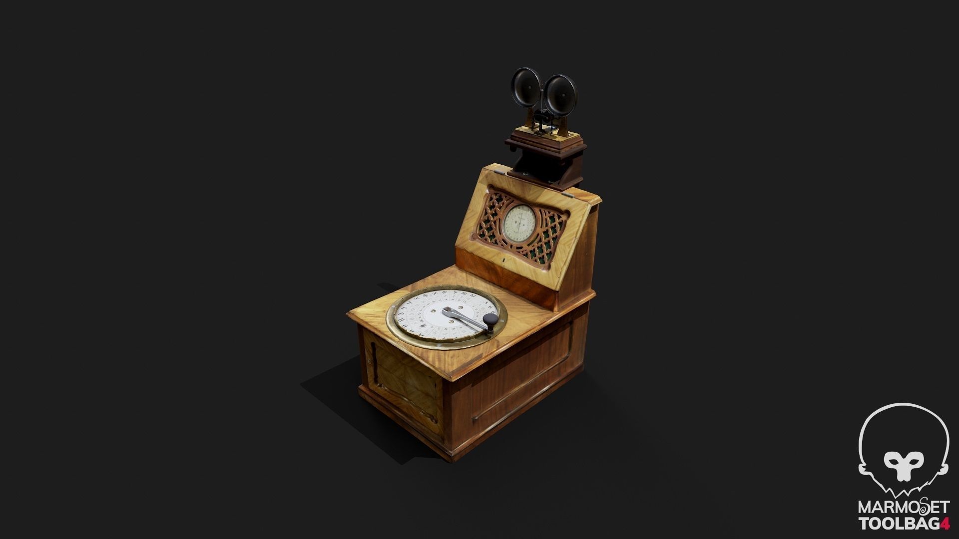 Telegraph switch apparatus magneto-induction type Low-poly 3D model_24