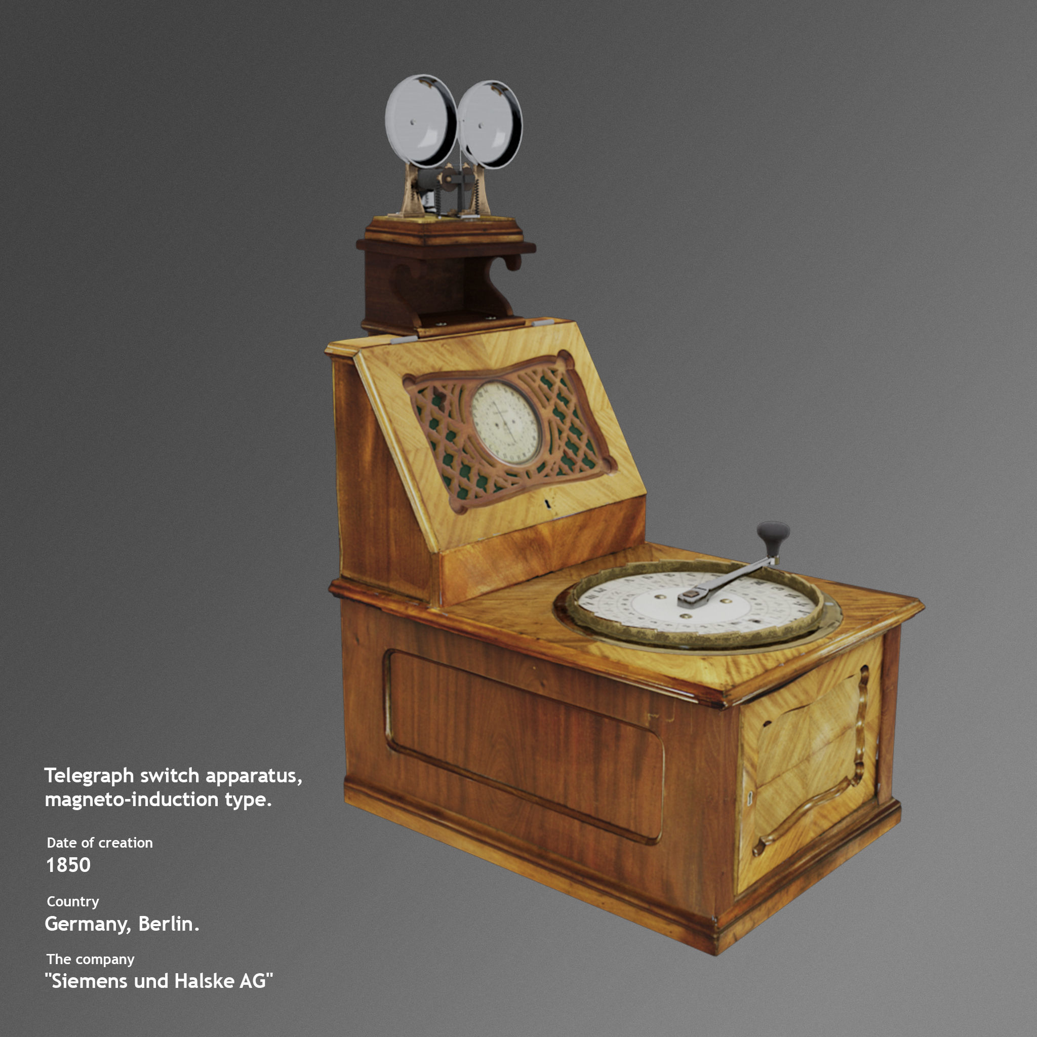 Telegraph switch apparatus magneto-induction type Low-poly 3D model_2