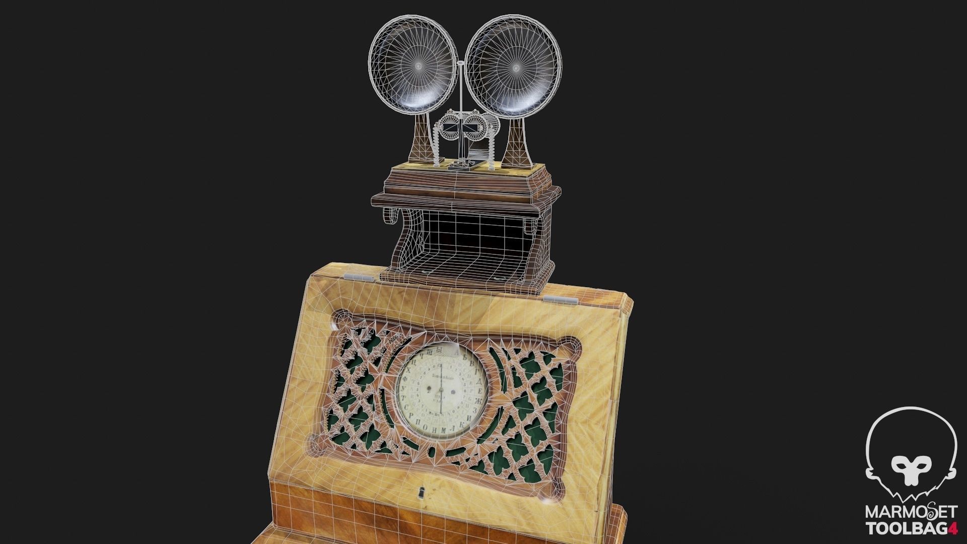 Telegraph switch apparatus magneto-induction type Low-poly 3D model_19