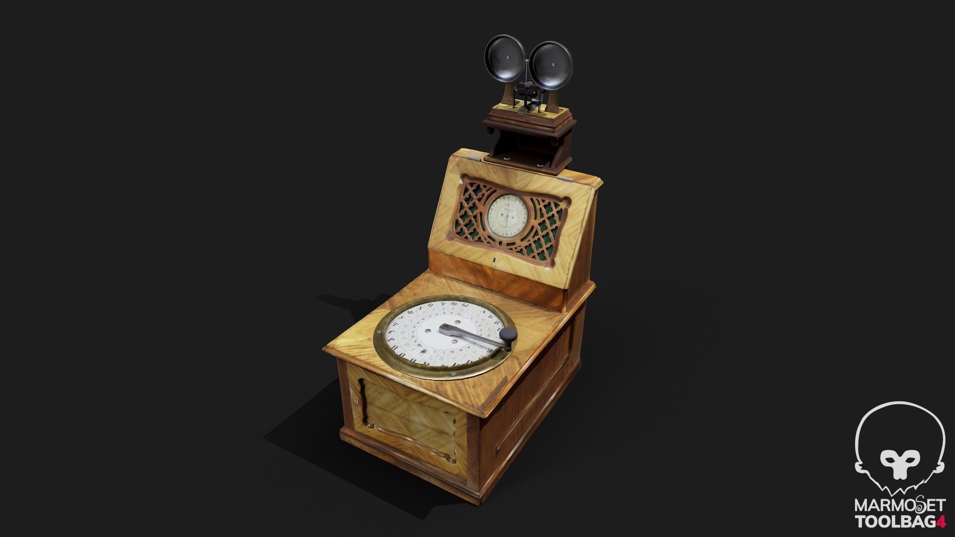 Telegraph switch apparatus magneto-induction type Low-poly 3D model_4