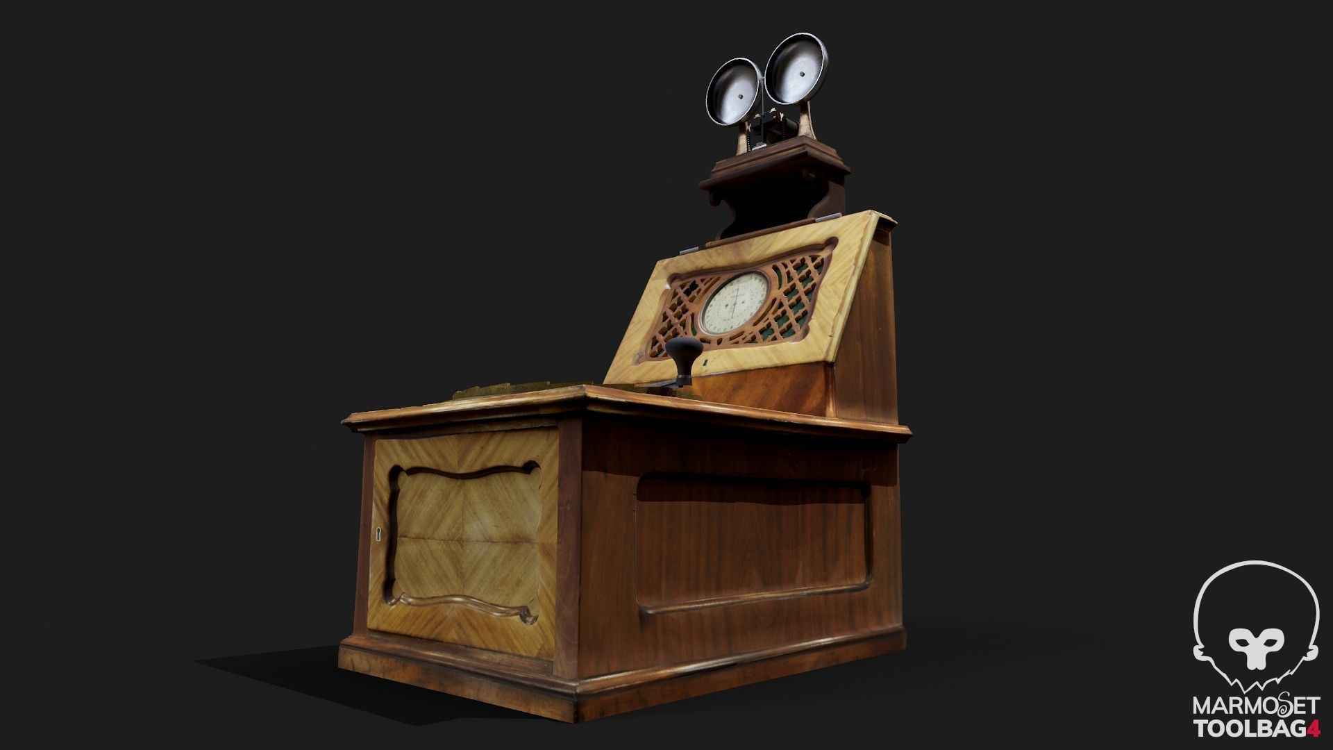 Telegraph switch apparatus magneto-induction type Low-poly 3D model_10