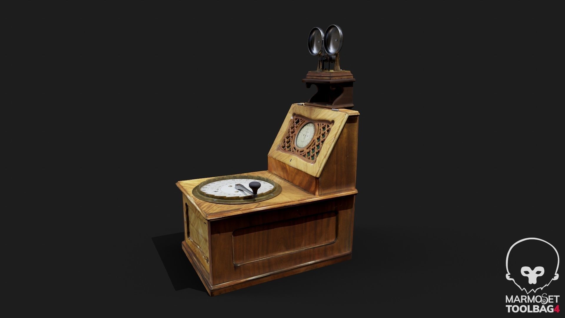 Telegraph switch apparatus magneto-induction type Low-poly 3D model_9