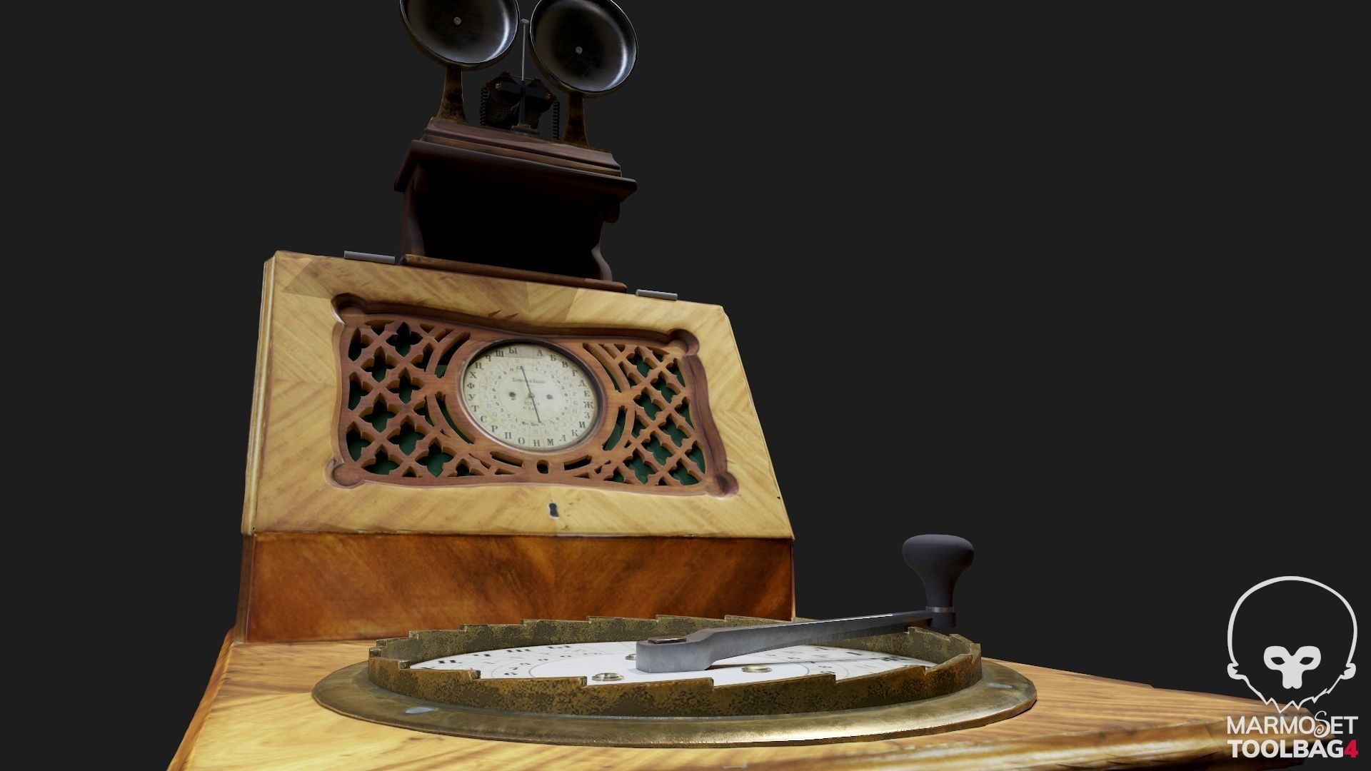 Telegraph switch apparatus magneto-induction type Low-poly 3D model_23