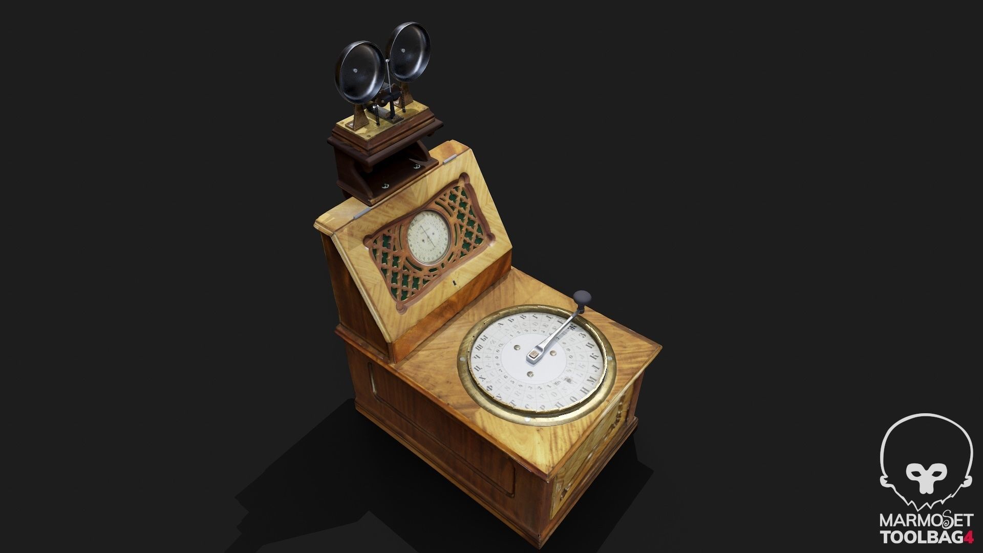 Telegraph switch apparatus magneto-induction type Low-poly 3D model_14
