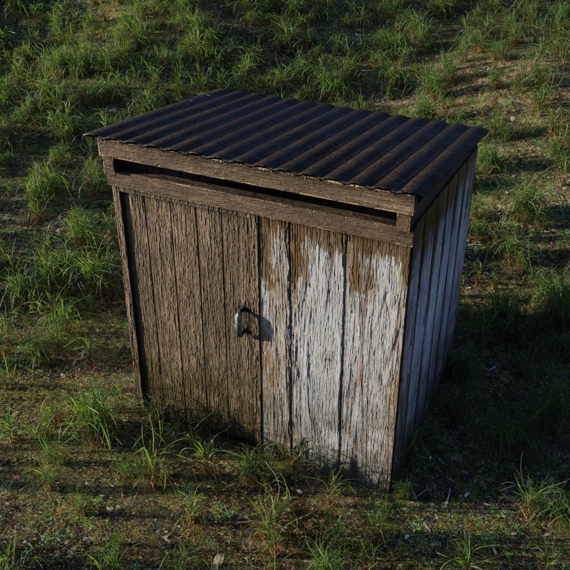 Wooden Toilet Low-poly 3D model_2