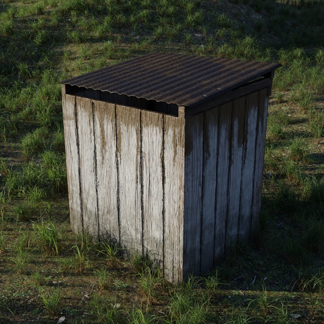 Wooden Toilet Low-poly 3D model_3