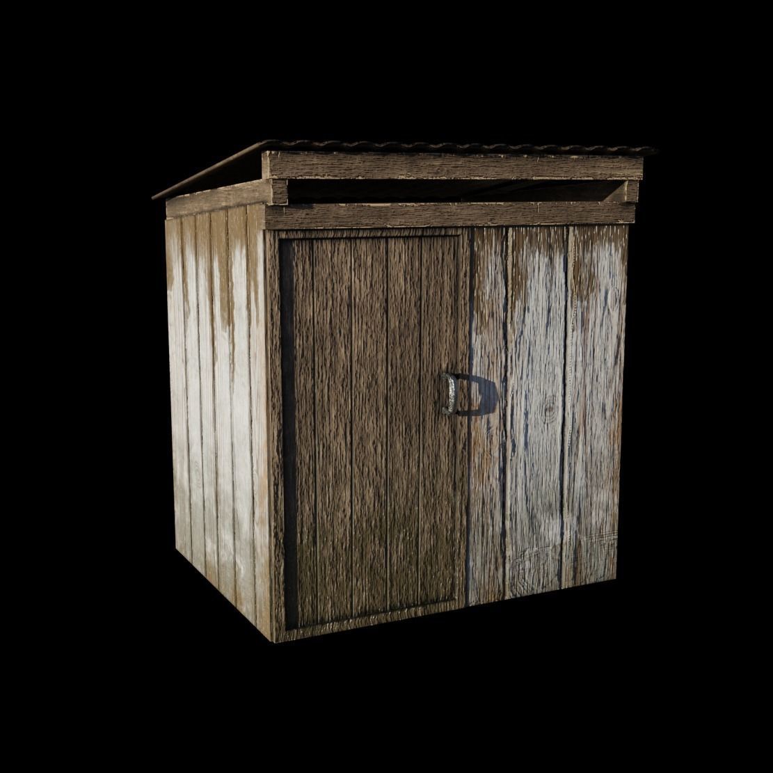 Wooden Toilet Low-poly 3D model_4