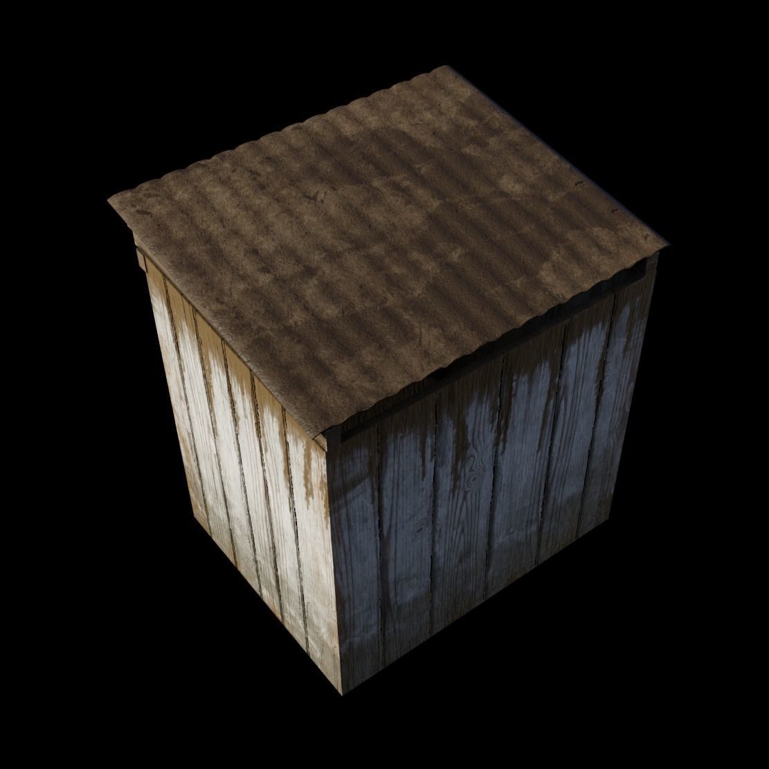 Wooden Toilet Low-poly 3D model_6