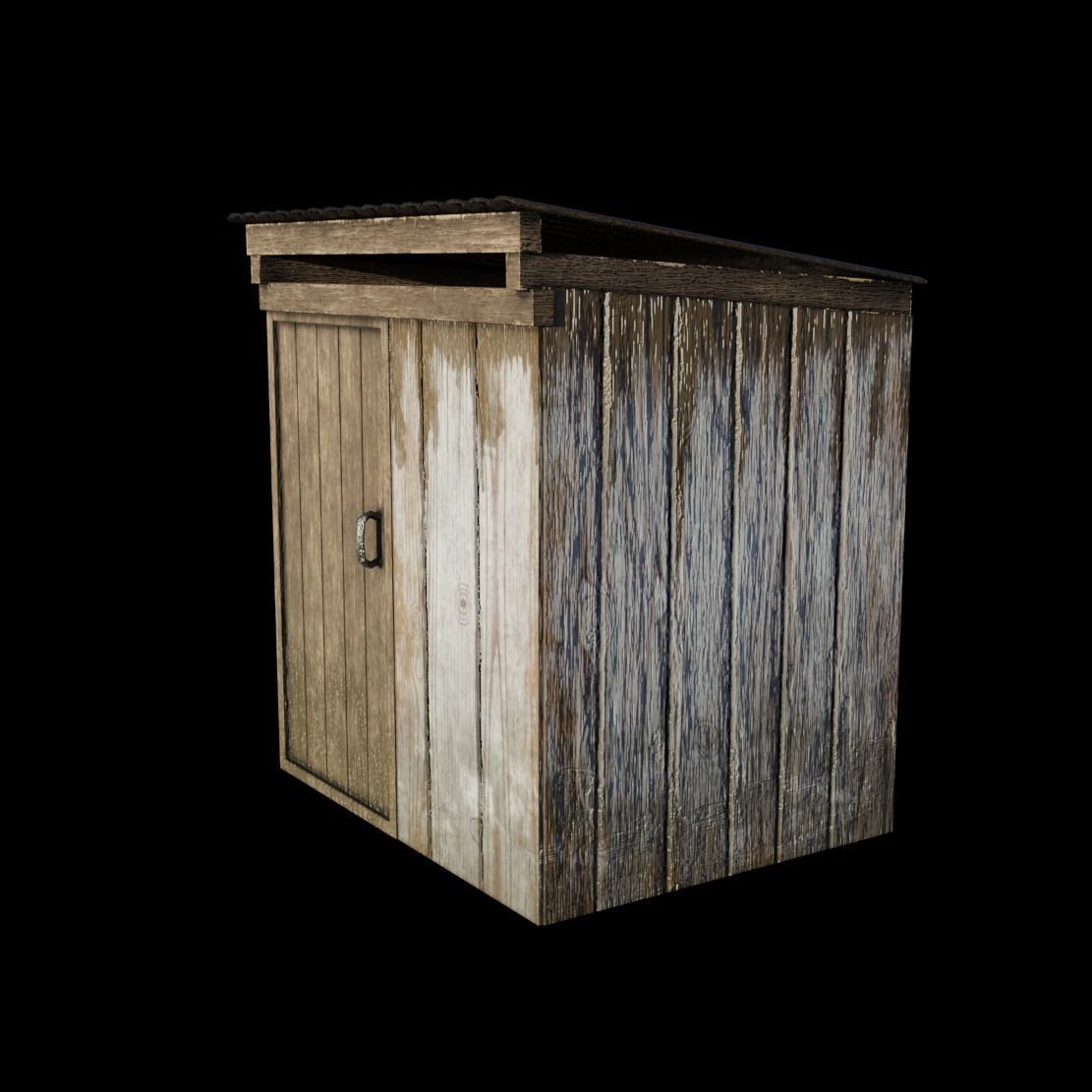Wooden Toilet Low-poly 3D model_5
