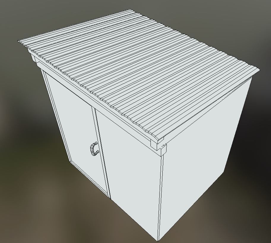 Wooden Toilet Low-poly 3D model_9