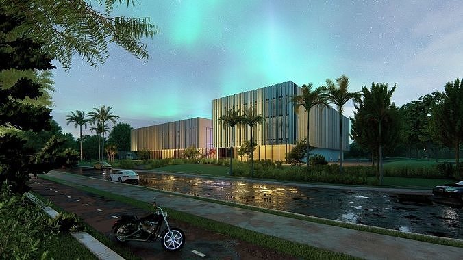 Commercial building Revit Lumion with 3d grass 3D model