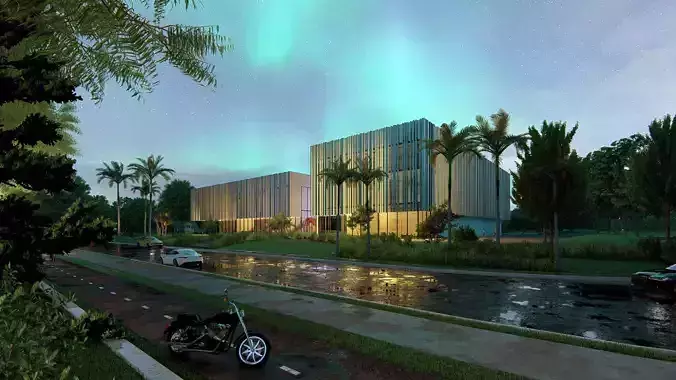 Commercial building Revit Lumion with 3d grass 3D model