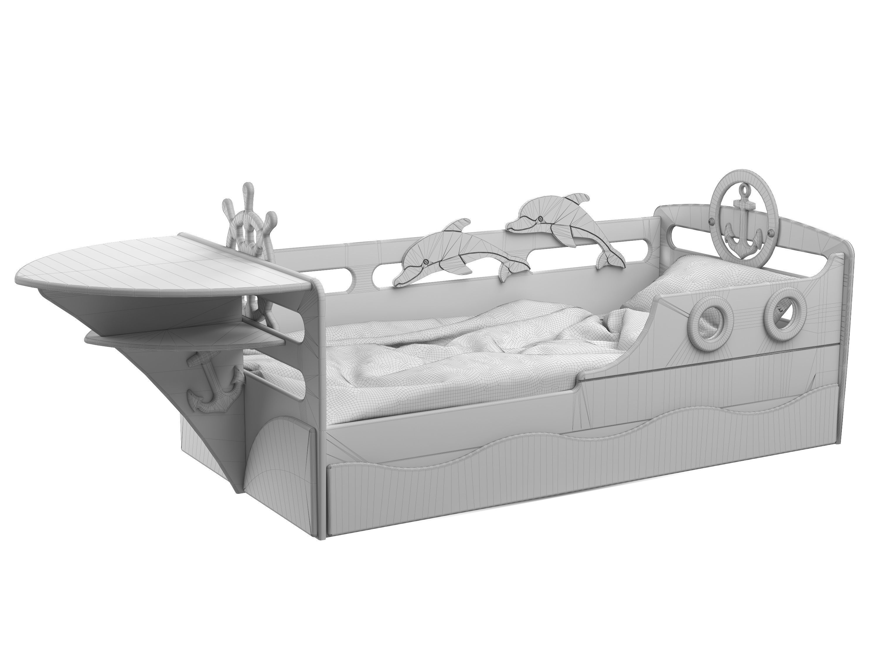 Childrens bed Boat 3D model_3