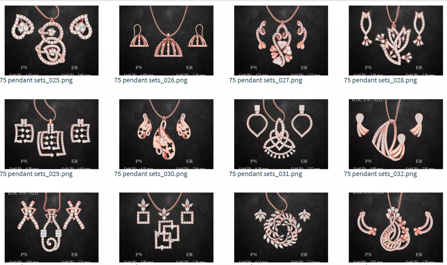 75 Italian High Jewelry Pendant earrings set 3D print model