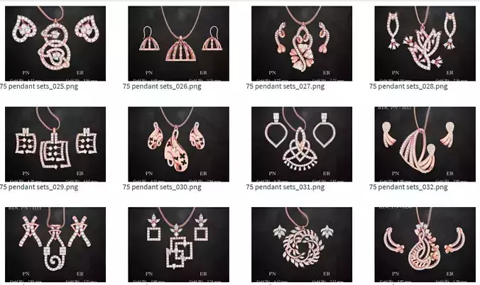 75  Italian High Jewelry Pendant earrings set