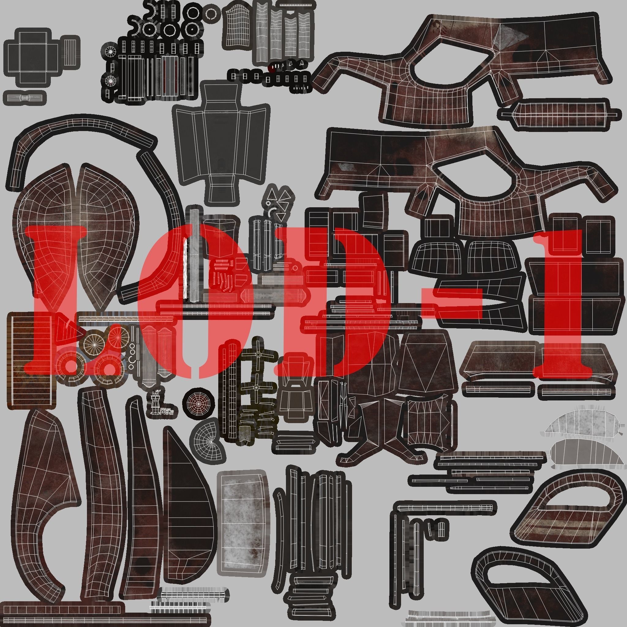 Post Apocalyptic Bugatti Low-poly War Car Game Asset Low-poly 3D model_81