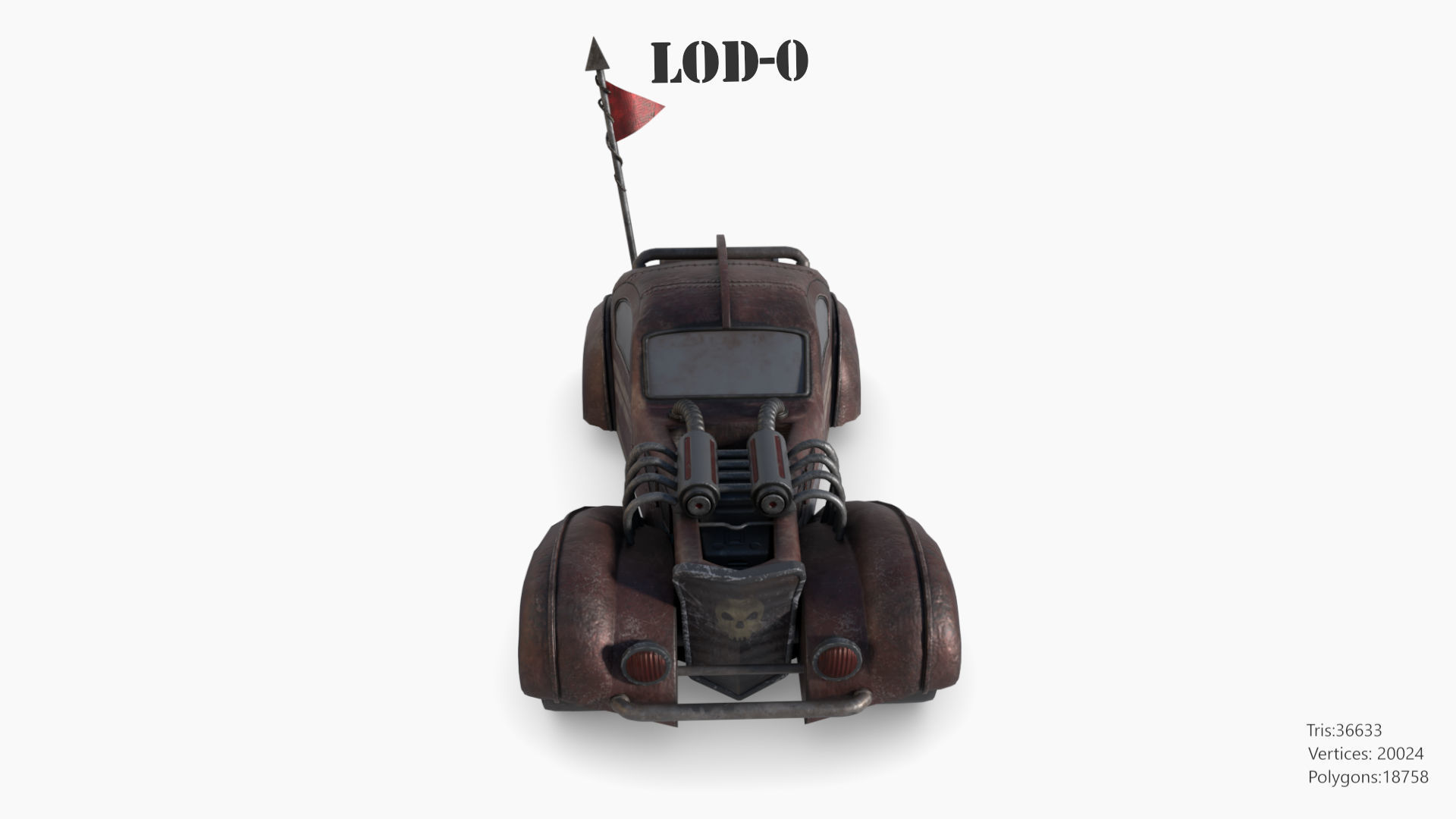 Post Apocalyptic Bugatti Low-poly War Car Game Asset Low-poly 3D model_12
