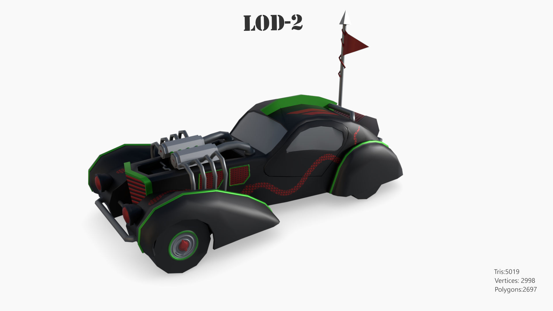 Post Apocalyptic Bugatti Low-poly War Car Game Asset Low-poly 3D model_47