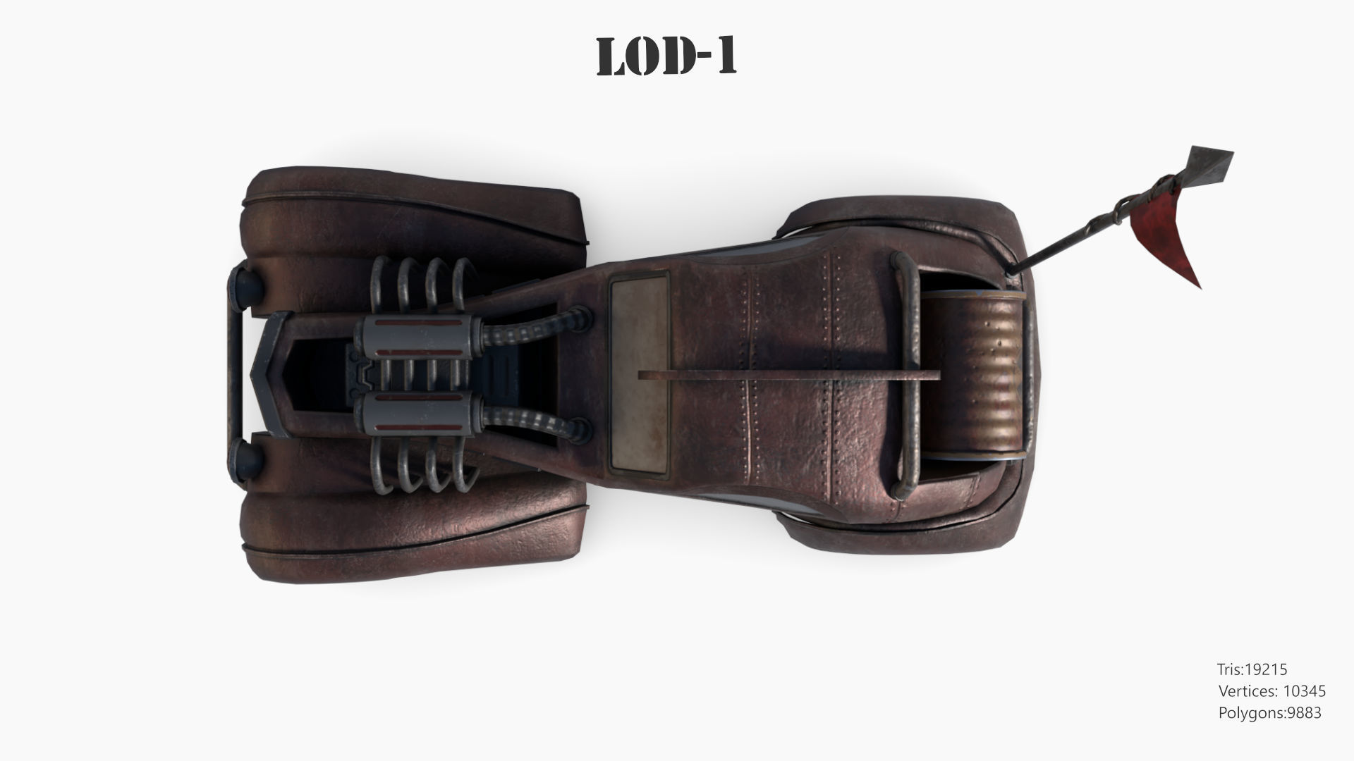 Post Apocalyptic Bugatti Low-poly War Car Game Asset Low-poly 3D model_25