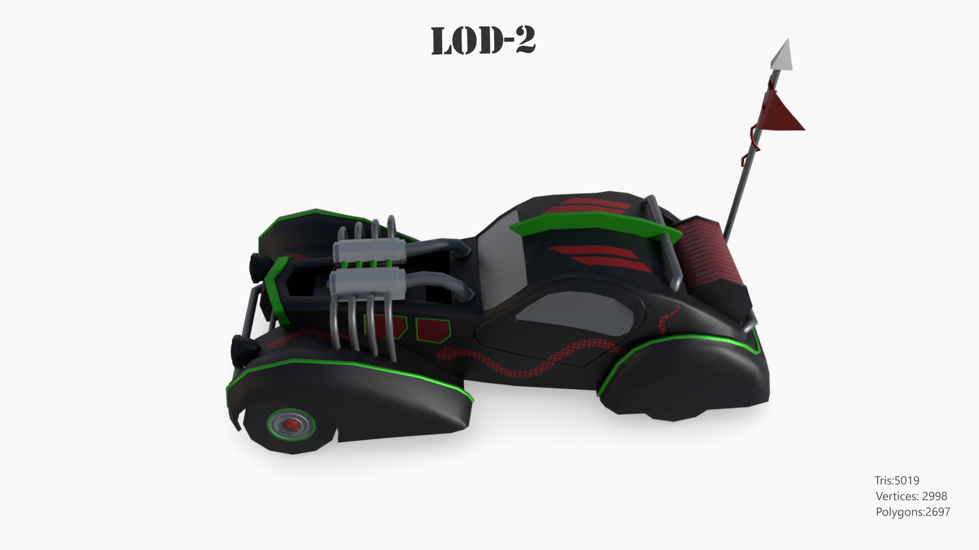 Post Apocalyptic Bugatti Low-poly War Car Game Asset Low-poly 3D model_48
