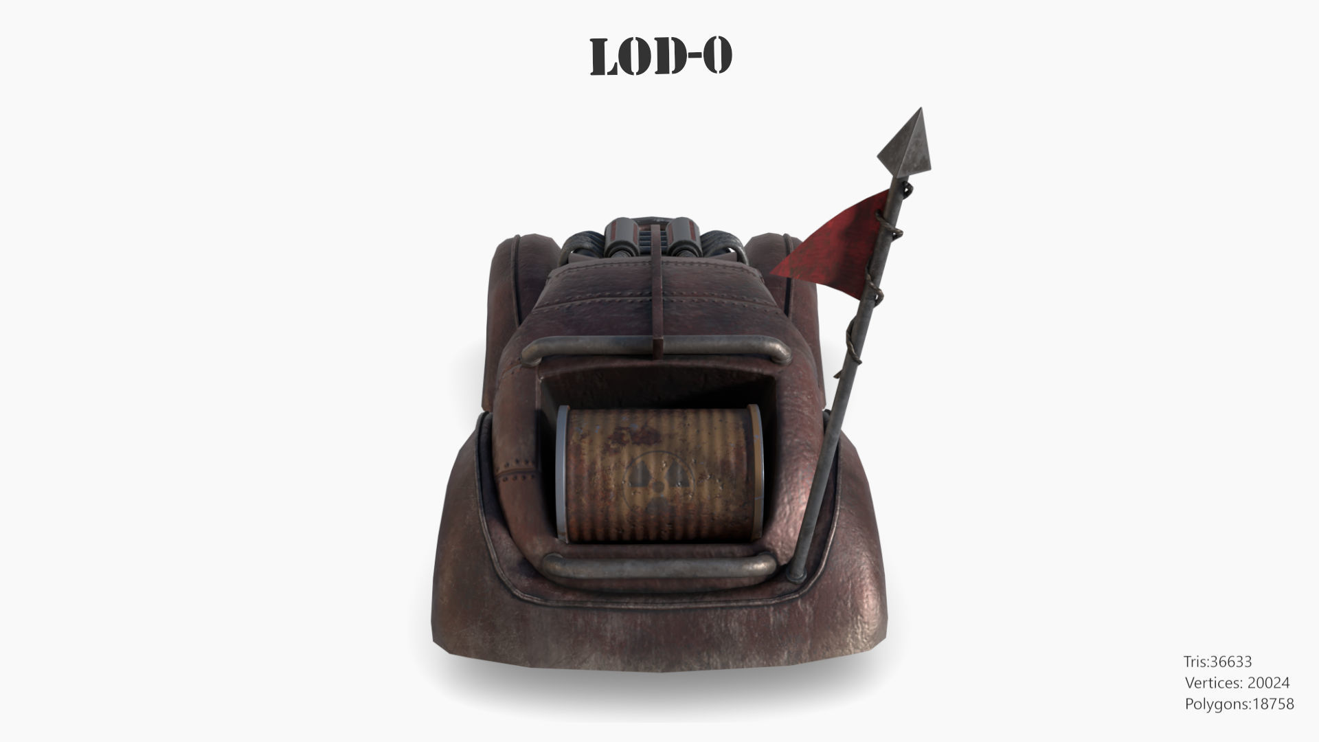 Post Apocalyptic Bugatti Low-poly War Car Game Asset Low-poly 3D model_11