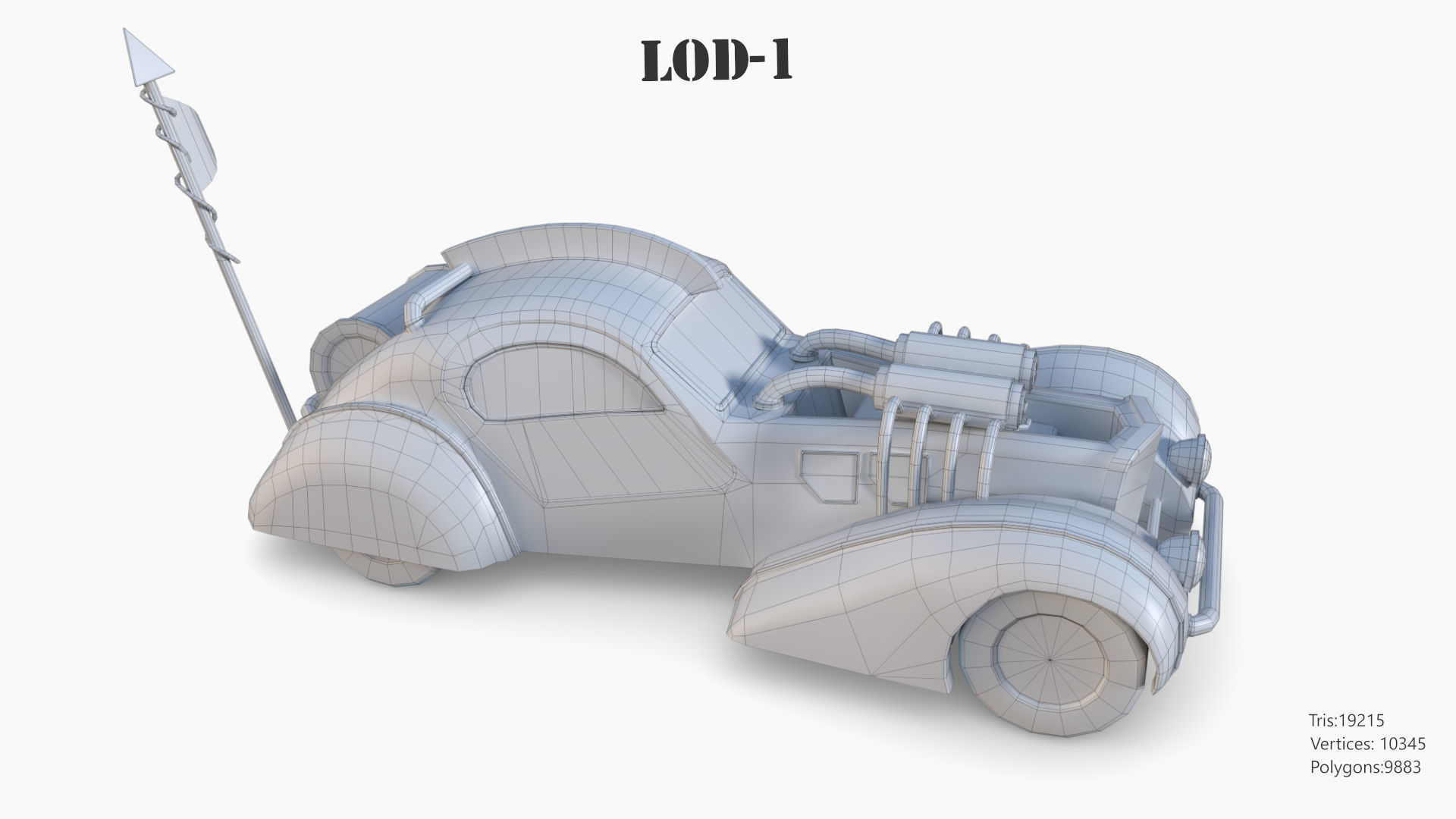 Post Apocalyptic Bugatti Low-poly War Car Game Asset Low-poly 3D model_69