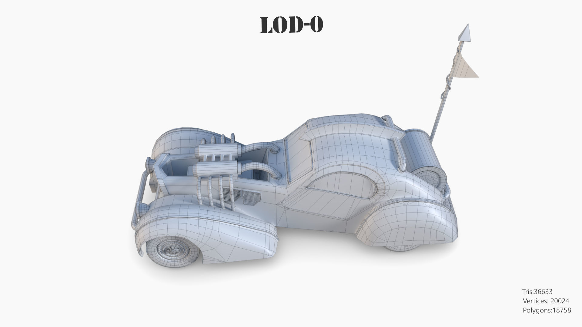 Post Apocalyptic Bugatti Low-poly War Car Game Asset Low-poly 3D model_56